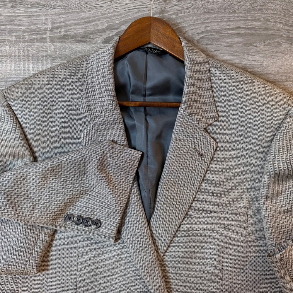 Jos. A. Bank Mens 44R silk camel hair blazer sport coat herringbone